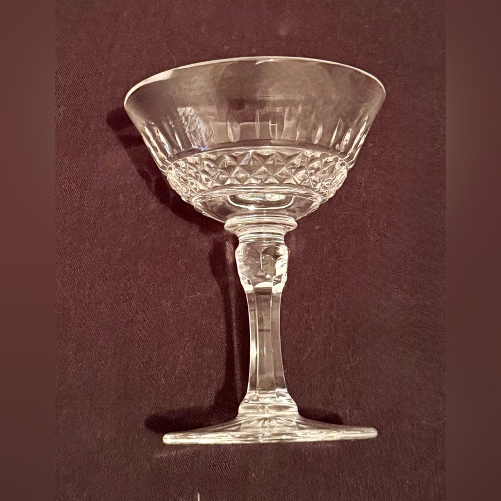 4 St Louis Crystal Tommy Small Champagne Or Cocktail Coupe. 3oz. 4.25”H